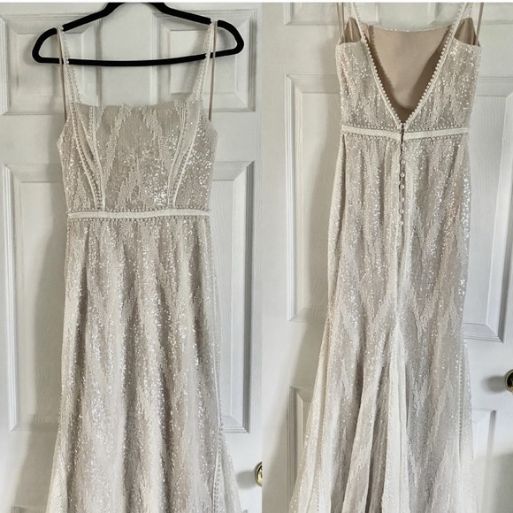 NEVER WORN BRAND NEW Jane Hill River Sequins Pearl Wedding Dress - Picture 4 of 8